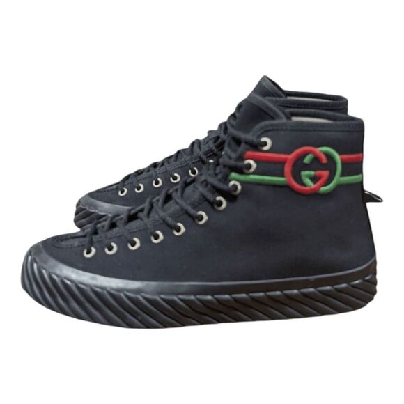 GUCCI Interlocking G High 'Black' Sneaker Size M7.5/W9.5 - Picture 3 of 11